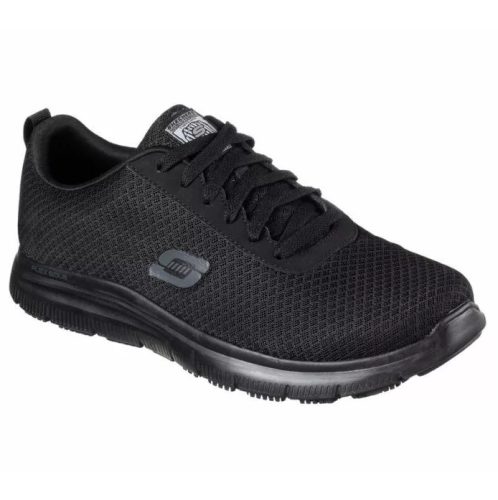 SKECHERS FLEX Advantage Kechers férfi munkavédelmi sportos félcipő SR fekete textil